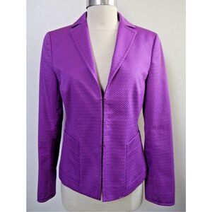 NWOT AKRIS PUNTO Magenta Purple Textured Cotton blazer, Sz 8, $1,125 B38